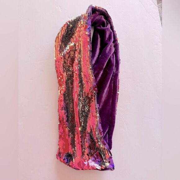 Disco Y2K Purple Velvet and Shiny Sequins Scarf - Picture 5 of 5